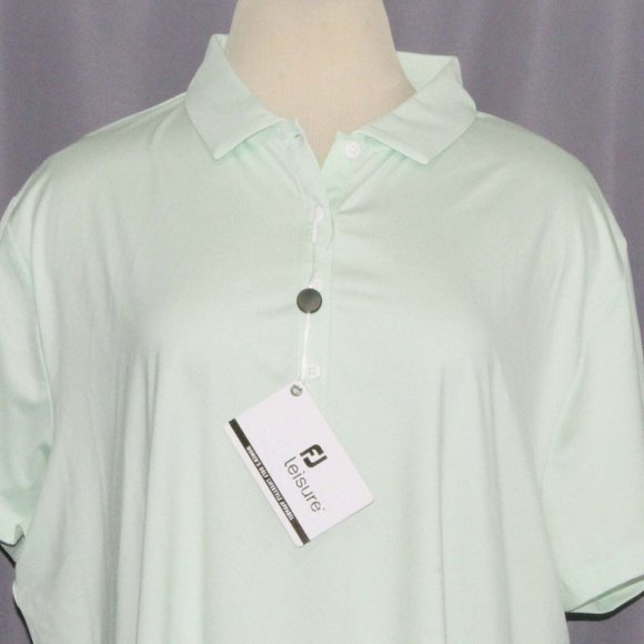 NWT FootJoy FJ Mint Green Golf Polo Shirt Women's Size 2XL Embroidered Sleeve - Picture 2 of 4